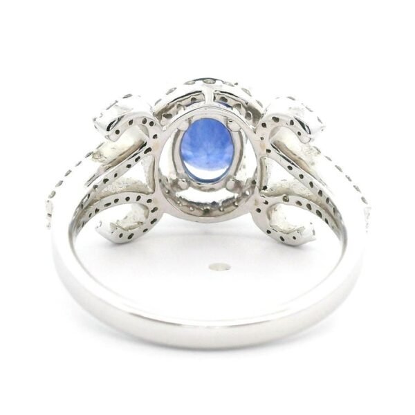 3.03CTW Natural Blue Sapphire Diamond Ring 18k White Gold Ring