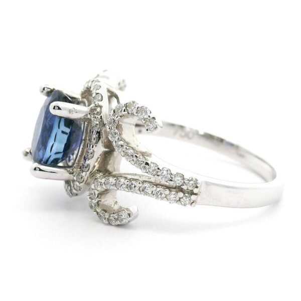 3.03CTW Natural Blue Sapphire Diamond Ring 18k White Gold Ring