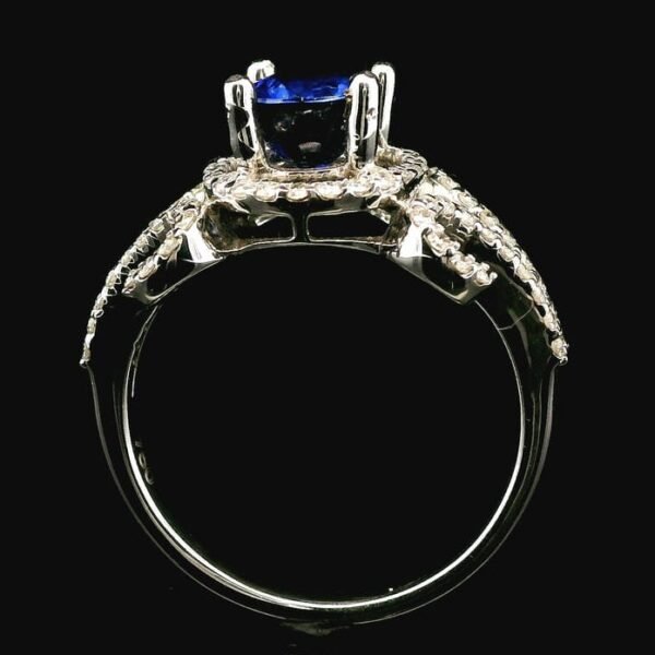 3.03CTW Natural Blue Sapphire Diamond Ring 18k White Gold Ring
