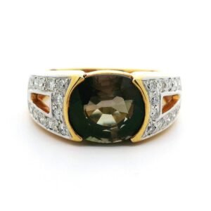 5.57 ctw Natural Tourmaline Diamond 18K Yellow Gold Ring