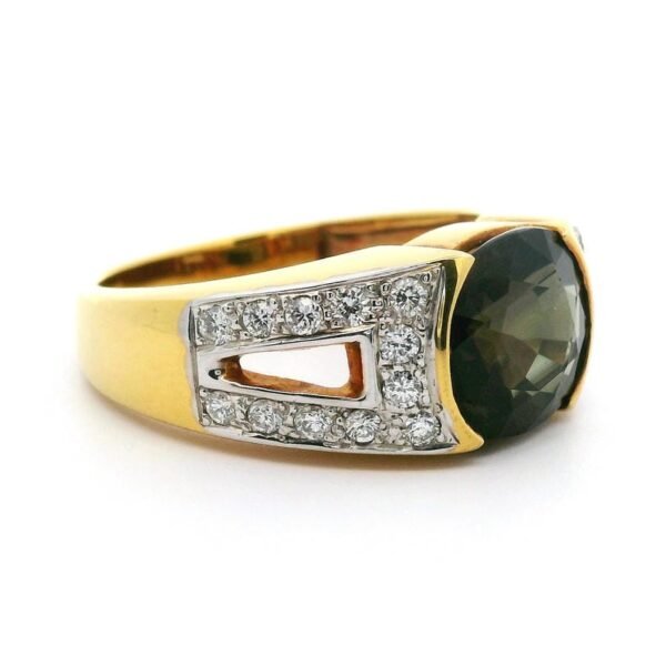 5.57 ctw Natural Tourmaline Diamond 18K Yellow Gold Ring
