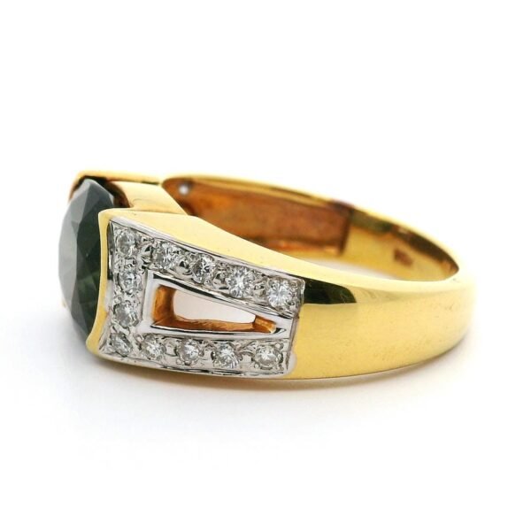 5.57 ctw Natural Tourmaline Diamond 18K Yellow Gold Ring