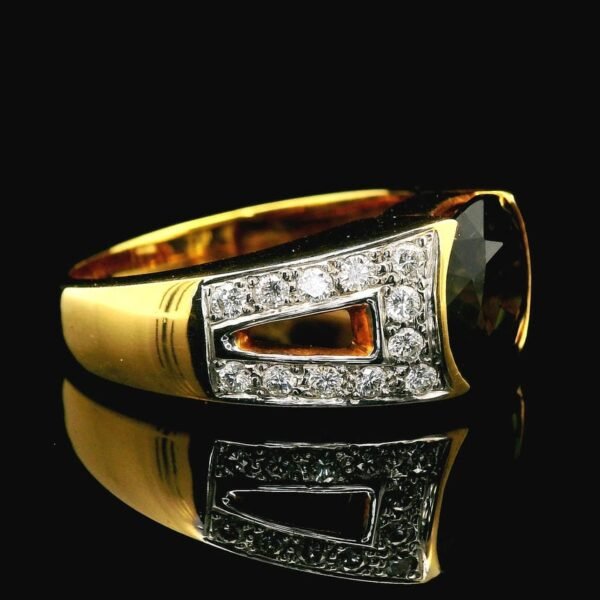 5.57 ctw Natural Tourmaline Diamond 18K Yellow Gold Ring