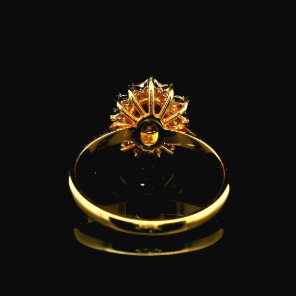2CT Natural Yellow Sapphire Diamond Ring 18k Yellow Gold Women