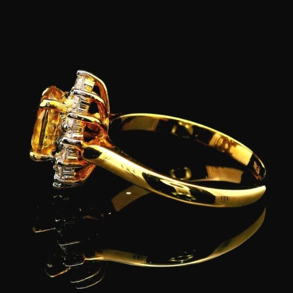 2CT Natural Yellow Sapphire Diamond Ring 18k Yellow Gold Women