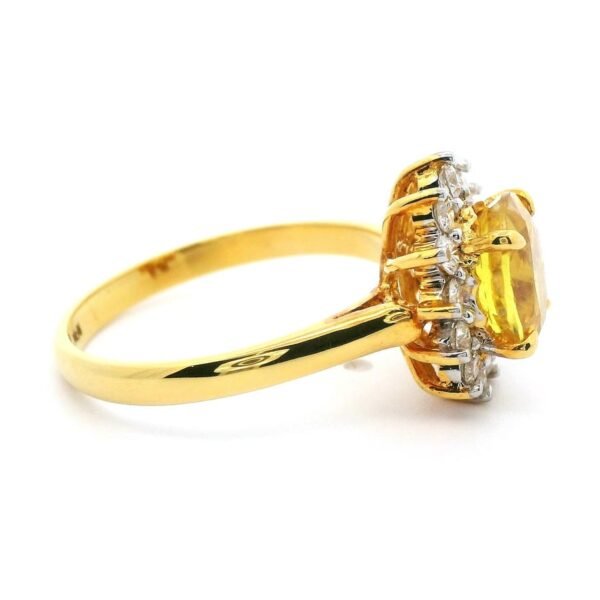 2CT Natural Yellow Sapphire Diamond Ring 18k Yellow Gold Women