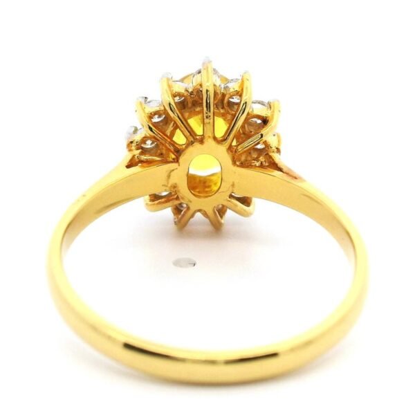 2CT Natural Yellow Sapphire Diamond Ring 18k Yellow Gold Women