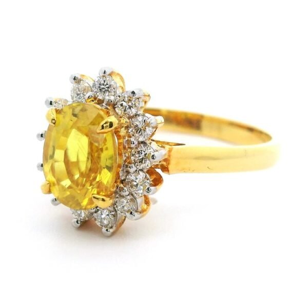 2CT Natural Yellow Sapphire Diamond Ring 18k Yellow Gold Women