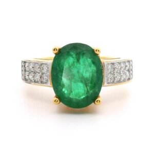 3CT AGL Certified Natural Emerald Ring Diamond Gold Yellow 18k Real Vivid Green