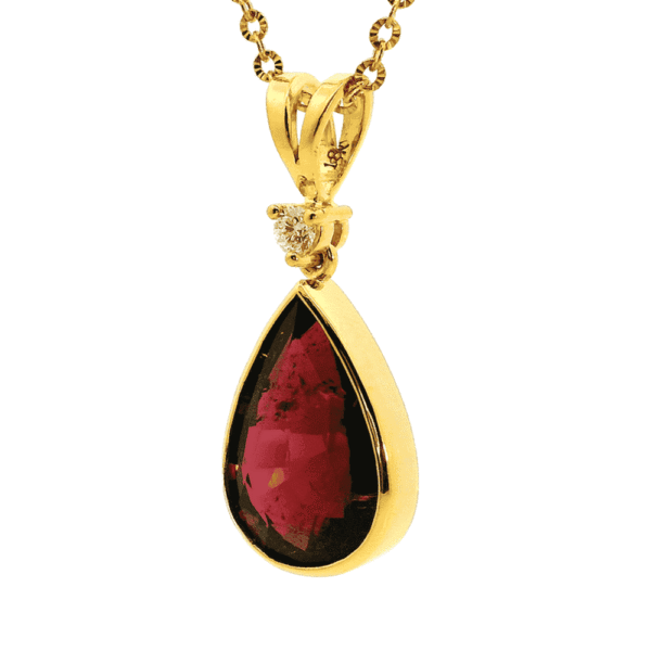 11.30 CT Natural Genuine Tourmaline  Diamond Pendant 18K Yellow Gold