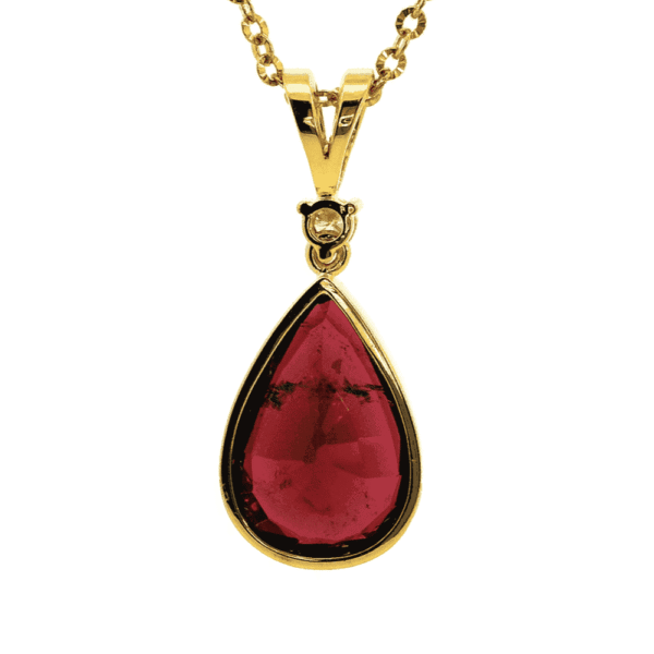11.30 CT Natural Genuine Tourmaline  Diamond Pendant 18K Yellow Gold