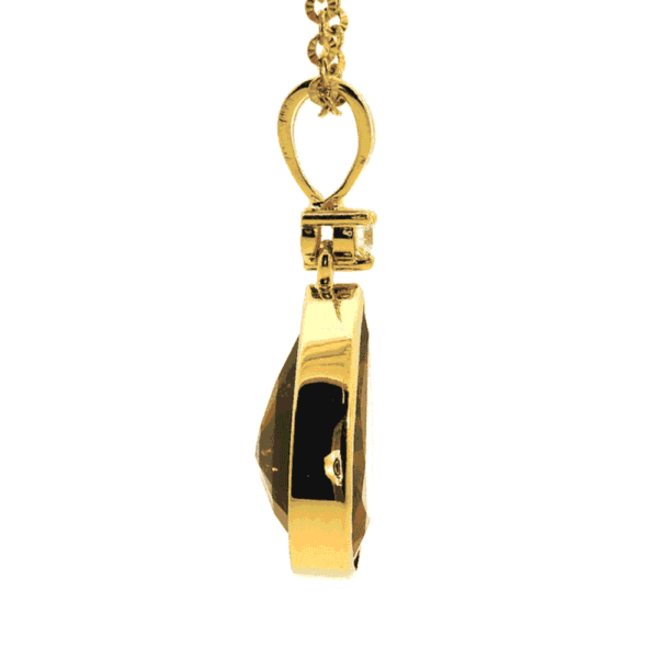 11.30 CT Natural Genuine Tourmaline  Diamond Pendant 18K Yellow Gold