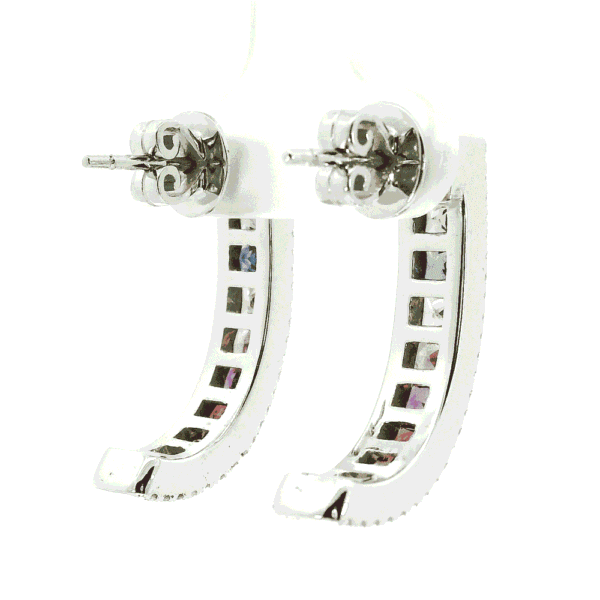 4.30 CT Natural Rainbow Sapphire Diamond Earring 18K White Gold