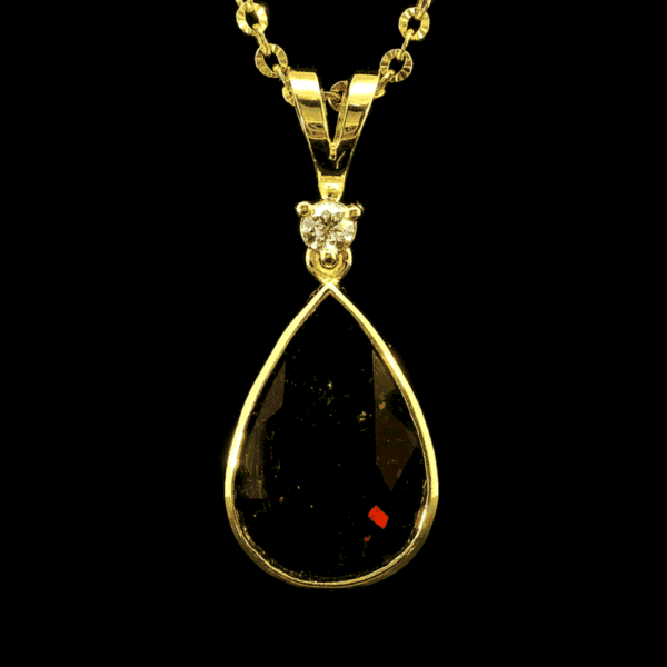 11.30 CT Natural Genuine Tourmaline  Diamond Pendant 18K Yellow Gold