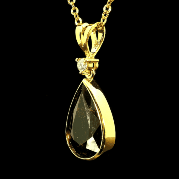 11.30 CT Natural Genuine Tourmaline  Diamond Pendant 18K Yellow Gold