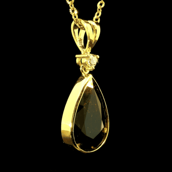 11.30 CT Natural Genuine Tourmaline  Diamond Pendant 18K Yellow Gold