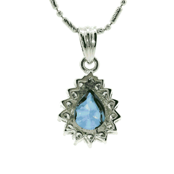 Natural Blue Sapphire Diamond Pendant White Gold 1.75CT Pear Sapphire