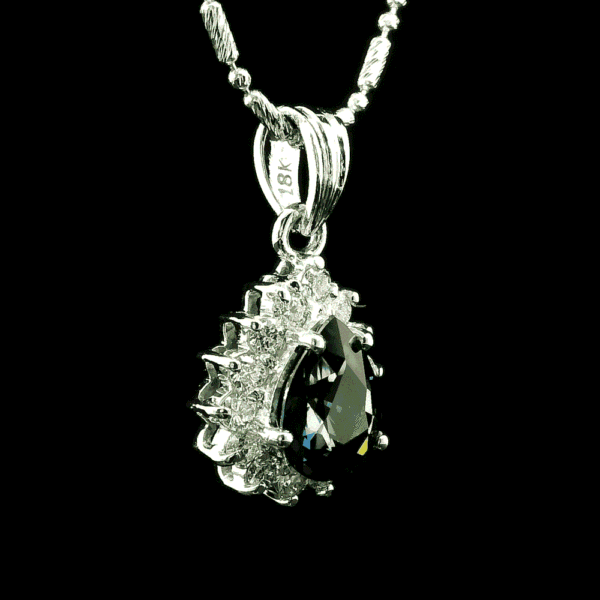 Natural Blue Sapphire Diamond Pendant White Gold 1.75CT Pear Sapphire