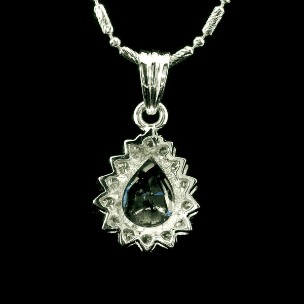 Natural Blue Sapphire Diamond Pendant White Gold 1.75CT Pear Sapphire
