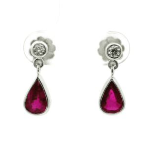 2.55 CT Natural Ruby Diamond Earring 18K White Gold