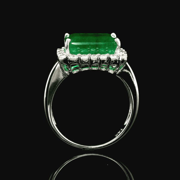 5.04 CTW Natural Emerald Diamond Ring 14k White Gold Ring