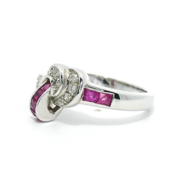 0.58 CTW Natural Pink Sapphire Diamond 18k White Gold Ring