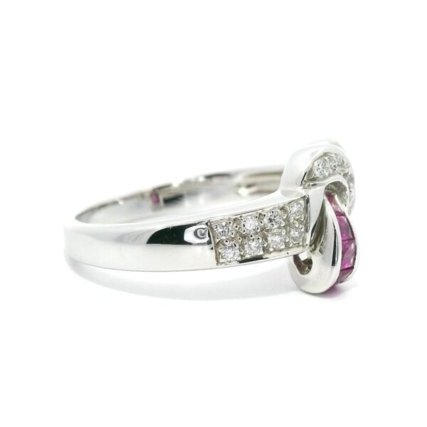 0.58 CTW Natural Pink Sapphire Diamond 18k White Gold Ring