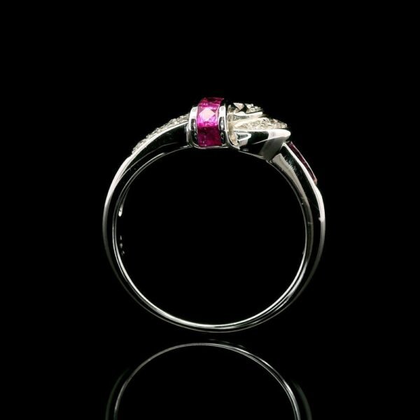 0.58 CTW Natural Pink Sapphire Diamond 18k White Gold Ring