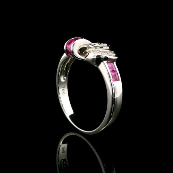 0.58 CTW Natural Pink Sapphire Diamond 18k White Gold Ring