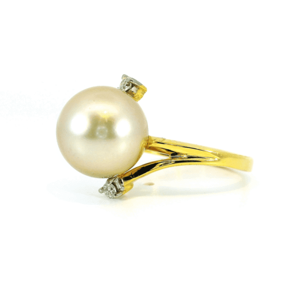 11.08CTW Natural Light gold Pearl Diamond 14k Yellow Gold Ring