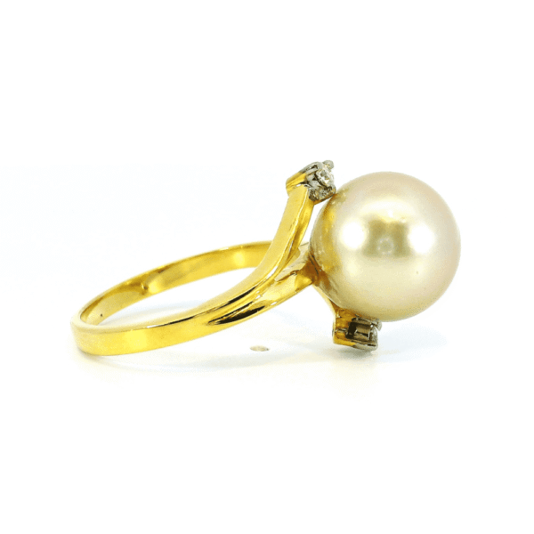 11.08CTW Natural Light gold Pearl Diamond 14k Yellow Gold Ring