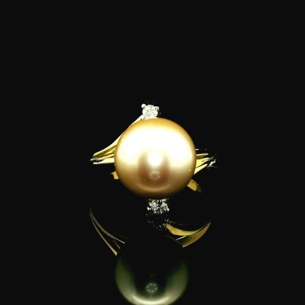 11.08CTW Natural Light gold Pearl Diamond 14k Yellow Gold Ring