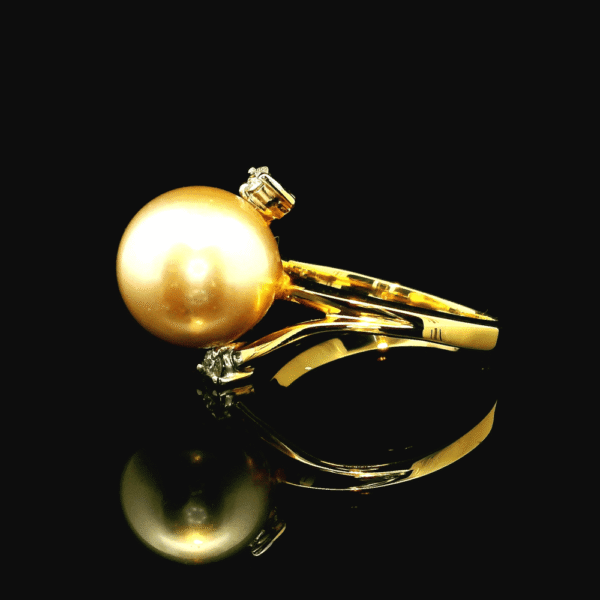 11.08CTW Natural Light gold Pearl Diamond 14k Yellow Gold Ring