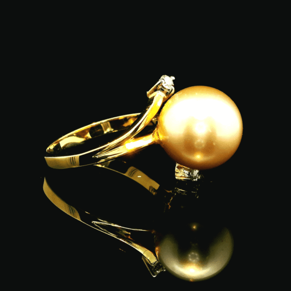11.08CTW Natural Light gold Pearl Diamond 14k Yellow Gold Ring