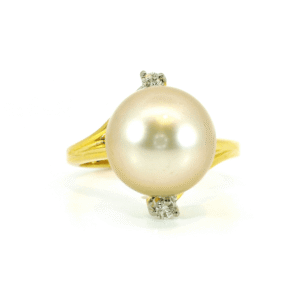 11.08CTW Natural Light gold Pearl Diamond 14k Yellow Gold Ring