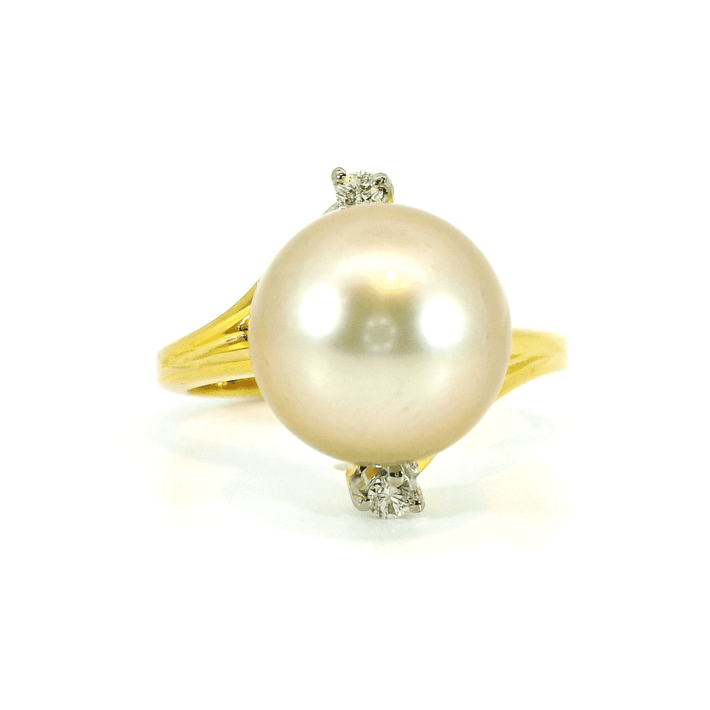 11.08CTW Natural Light gold Pearl Diamond 14k Yellow Gold Ring