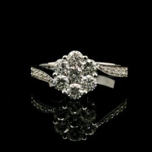 0.85ctw Natural Diamond Ring 18K White Gold Women