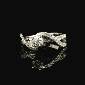 0.69ctw Natural Diamond Ring 18K White Gold Women