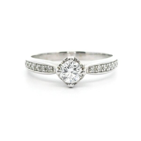 0.48ctw Natural Diamond Ring 18K White Gold Women
