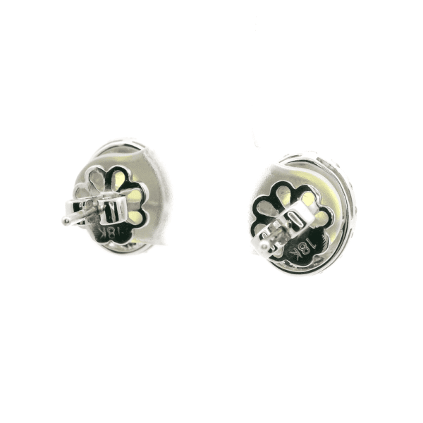 1.60 CT Natural Yellow Sapphire Diamond Earring 18K White Gold