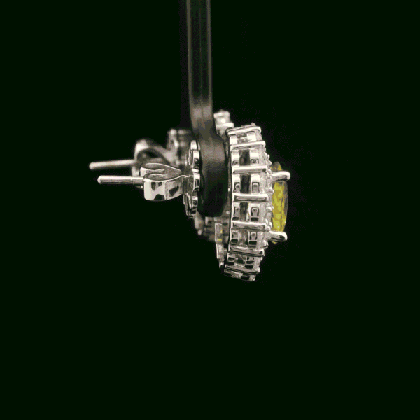 1.60 CT Natural Yellow Sapphire Diamond Earring 18K White Gold
