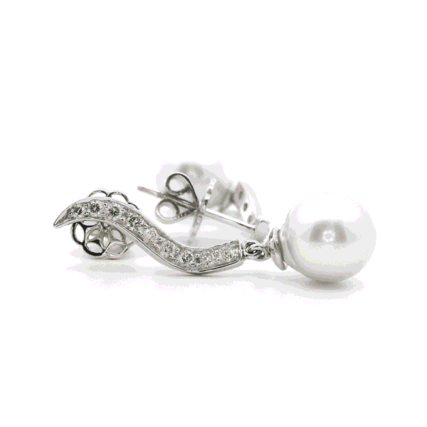 10.25 CT Natural White Pearl Diamond Earring 14K White Gold