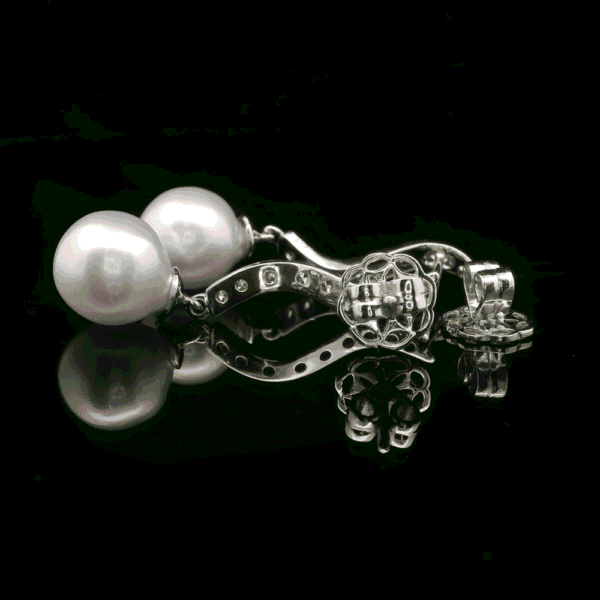 10.25 CT Natural White Pearl Diamond Earring 14K White Gold