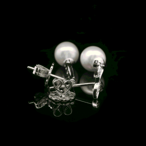 10.25 CT Natural White Pearl Diamond Earring 14K White Gold