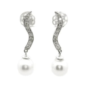 10.25 CT Natural White Pearl Diamond Earring 14K White Gold