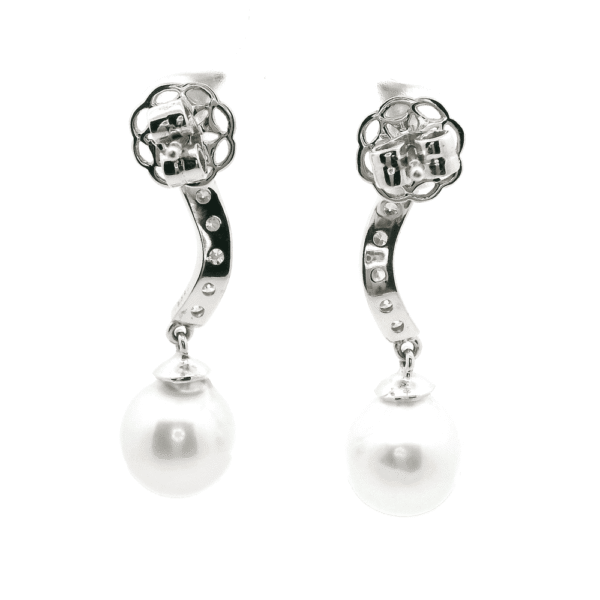 10.25 CT Natural White Pearl Diamond Earring 14K White Gold