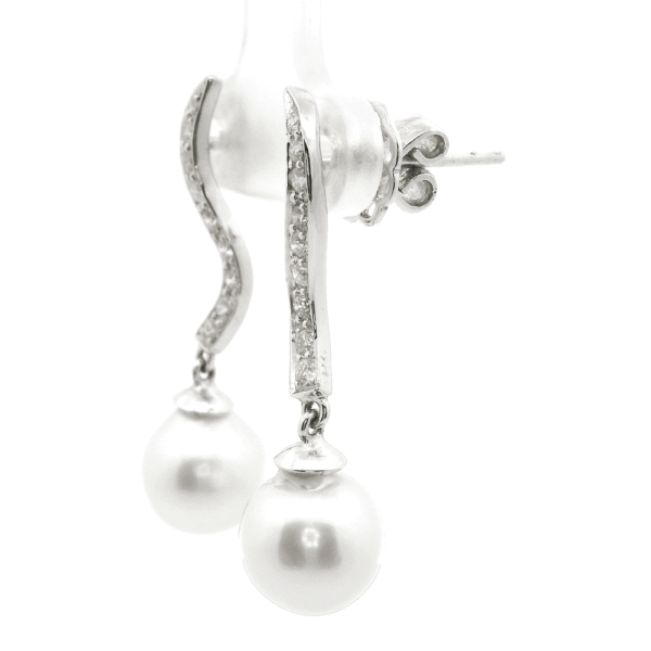 10.25 CT Natural White Pearl Diamond Earring 14K White Gold