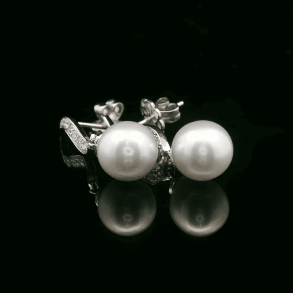 10.25 CT Natural White Pearl Diamond Earring 14K White Gold