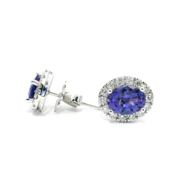 3.50 CT Natural Tanzanite Diamond Earring 18K White Gold