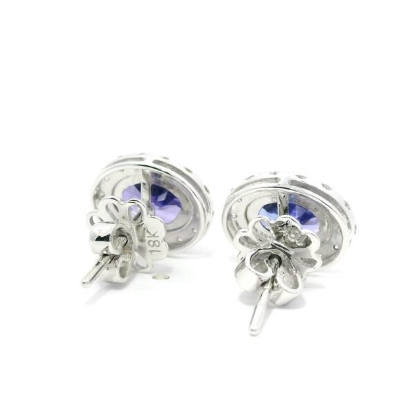 3.50 CT Natural Tanzanite Diamond Earring 18K White Gold
